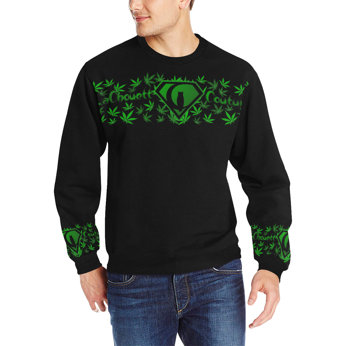 SUPER DANK BLC Men's Rib Cuff Crew Neck Sweatshirt