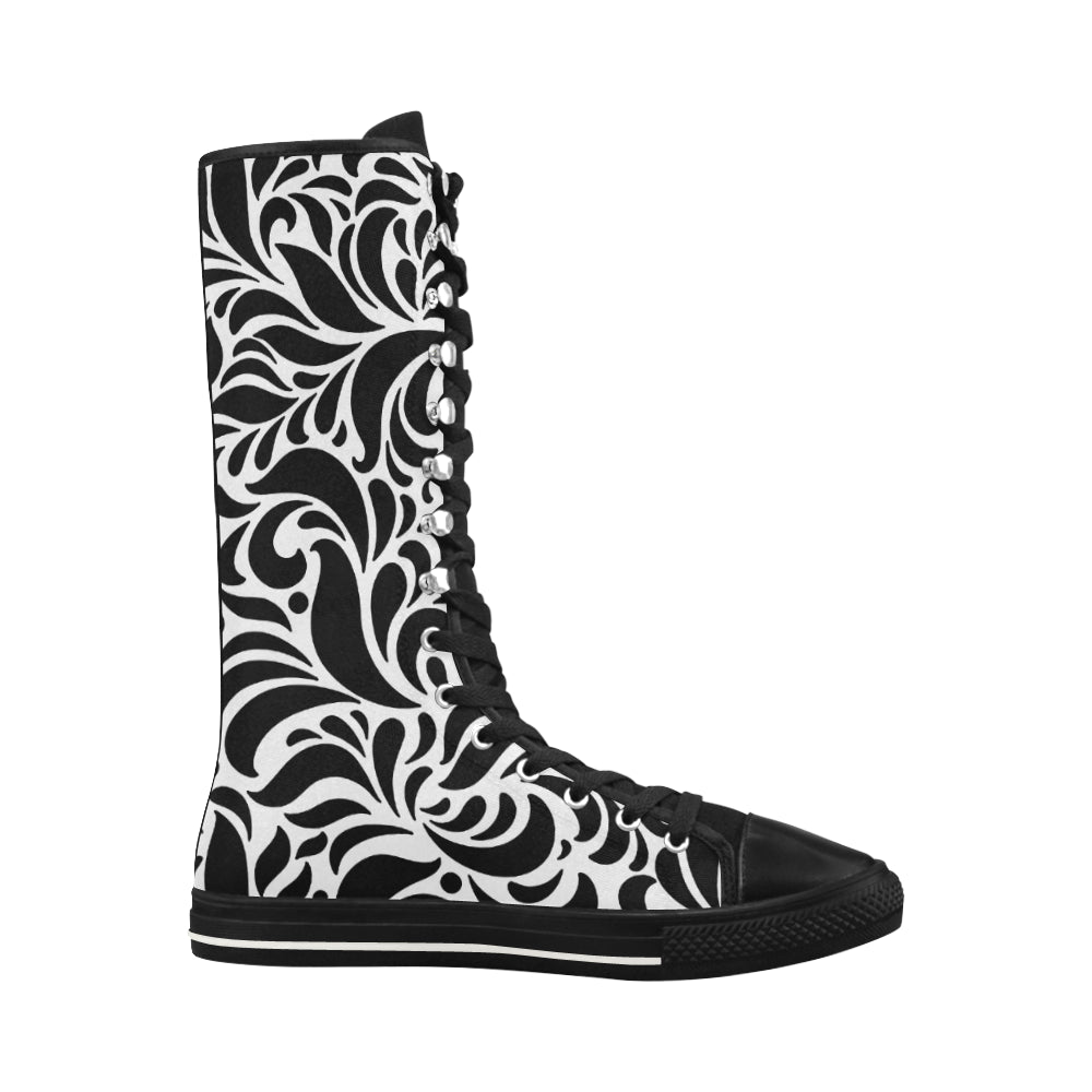 GORGIOUS LEAF WHT Canvas Long Boots For Women