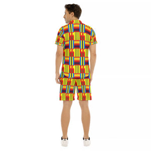 KENTE BLUE Men's Short Sleeve Shirt Sets