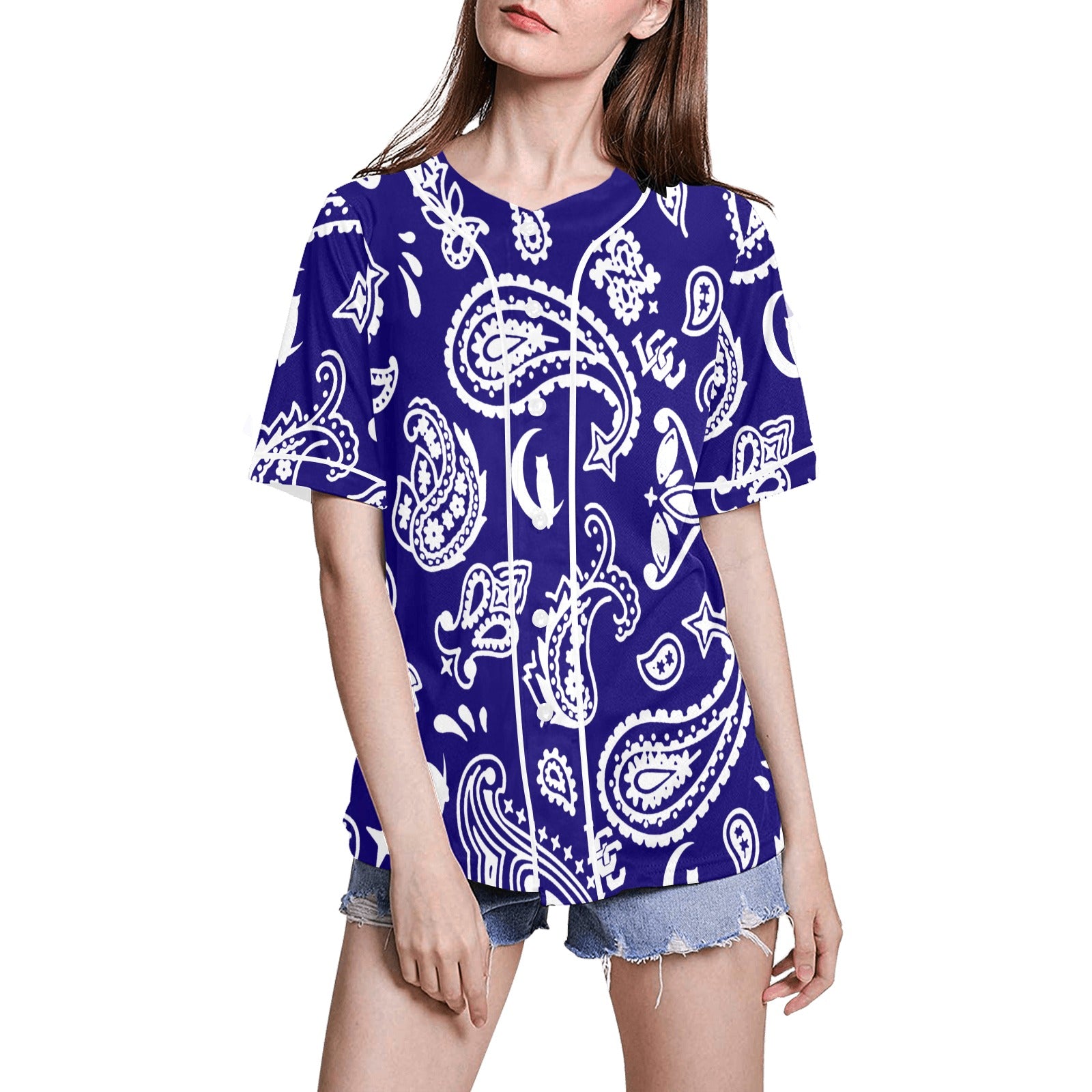 BANDANA PAISLEY All Over Print Baseball Jersey for Women
