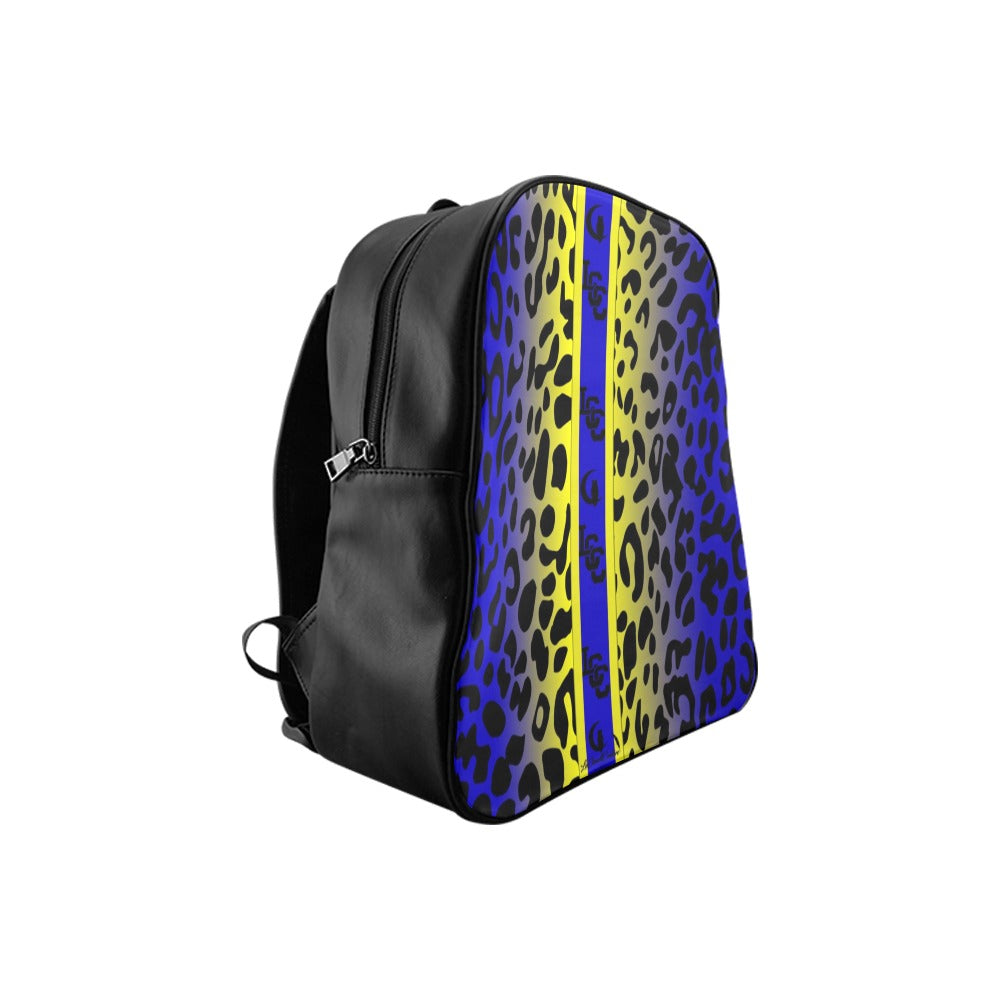 JAGUAR SKIN BLUE School Backpack (Medium)