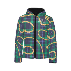 PLAID IN GOLD Kids' Padded Hooded Jacket