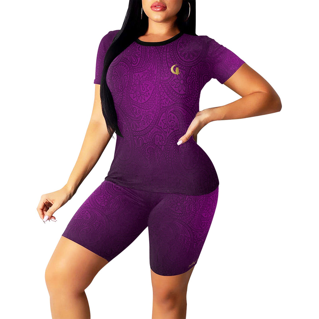BANDANA LUXURY GRAPE Women's Short Yoga Set