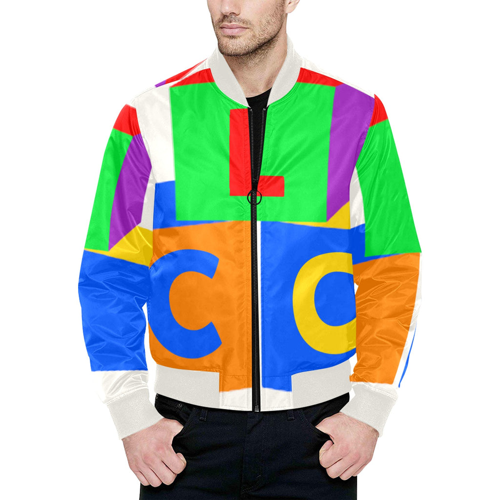 LCC COLORING FULL All Over Print Quilted Bomber Jacket for Men (Model H33)