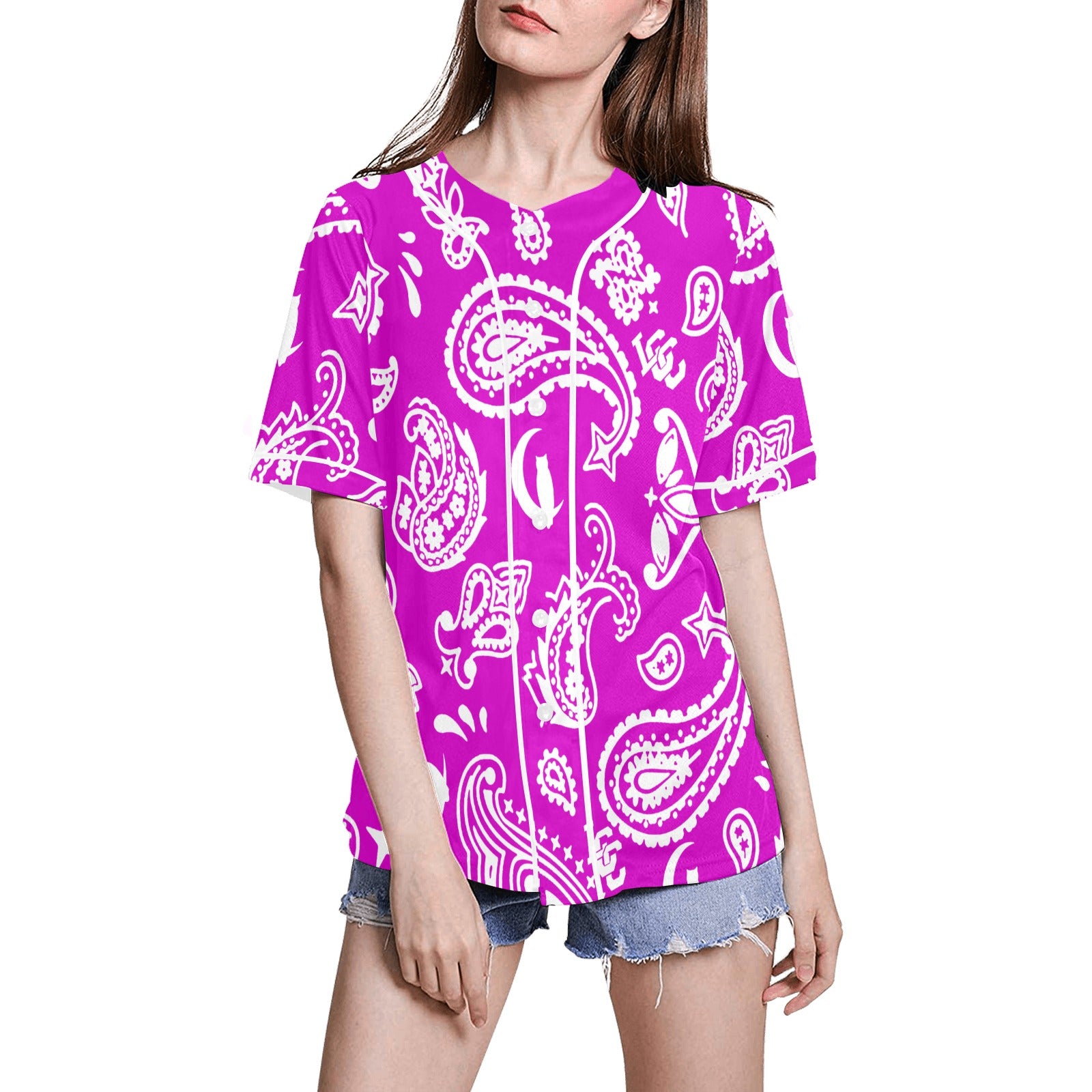 BANDANA PAISLEY All Over Print Baseball Jersey for Women