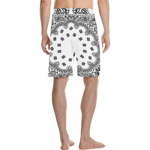 BANDANA WHT Men's All Over Print Casual Shorts