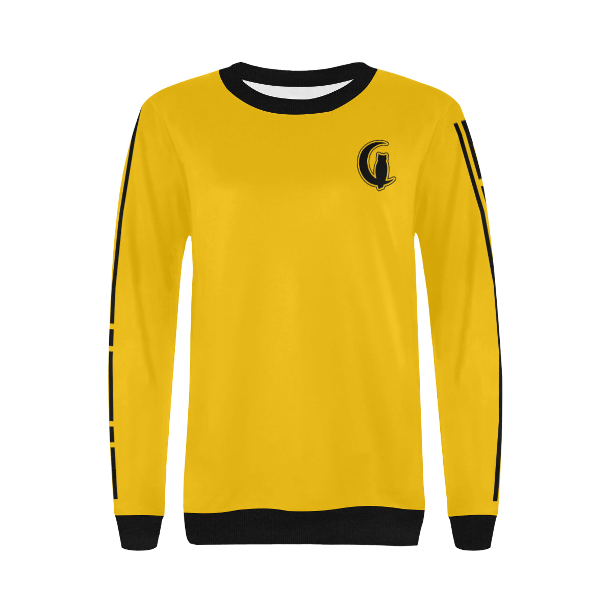 BLACC BORDER YELLOW Women's Rib Cuff Crew Neck Sweatshirt