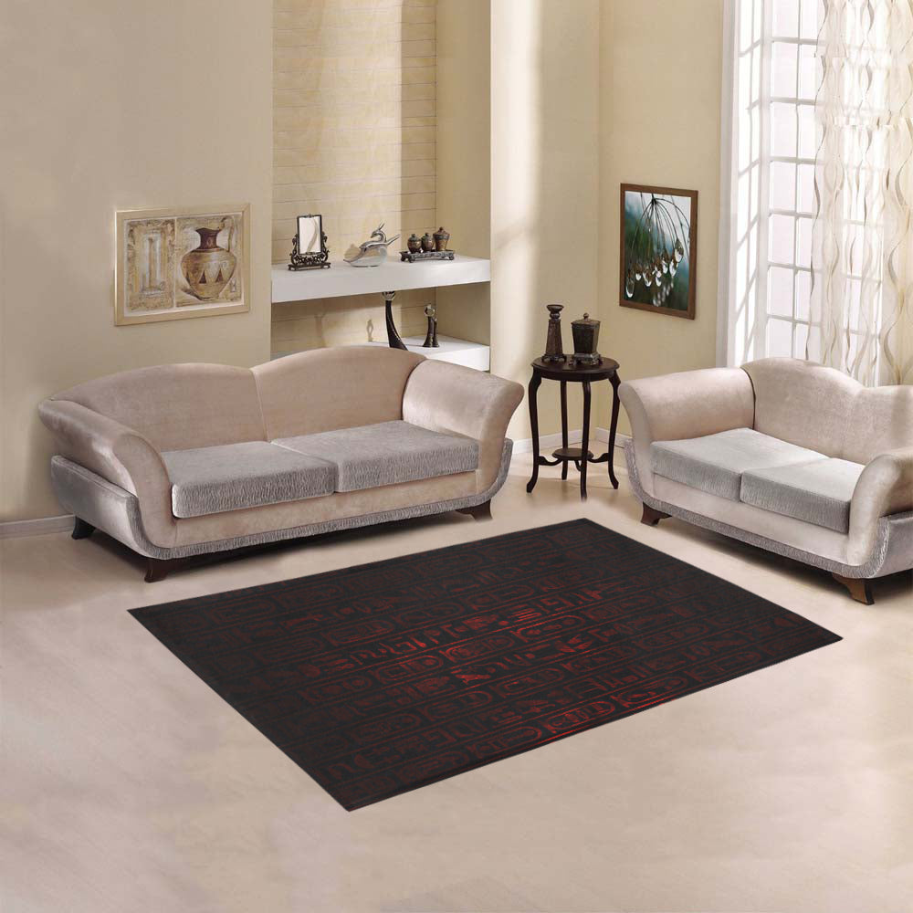 HIEROGLYH RED Area Rug 5'3''x4'