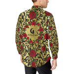 RED ROSES GOLD Men's All Over Print Casual Dress Shirt