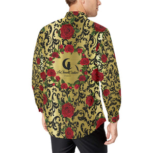 RED ROSES GOLD Men's All Over Print Casual Dress Shirt