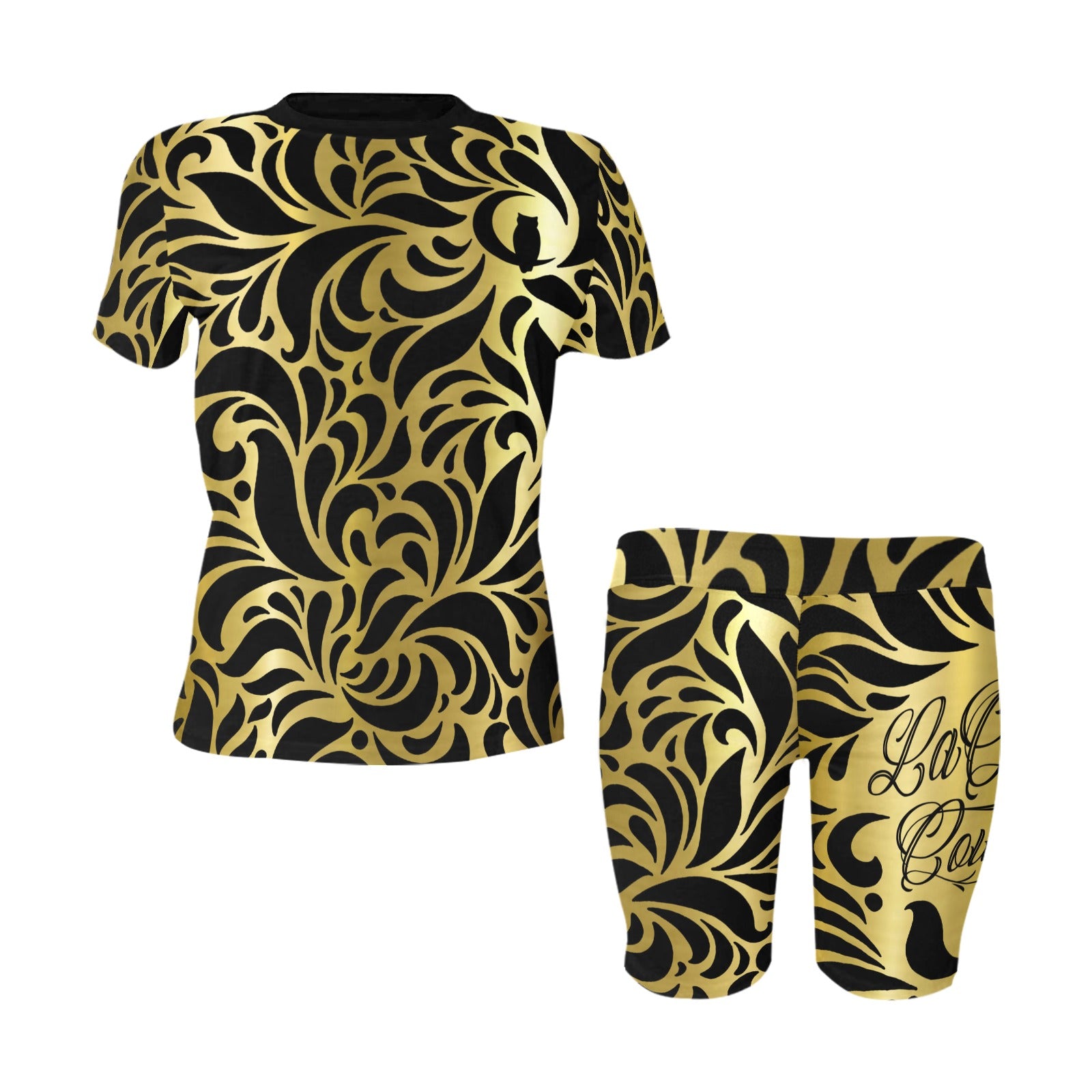 GORGIOUS LEAF GLD Women's Short Yoga Set