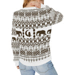 ELEPHANT ORNEMENT Women's Rib Cuff Crew Neck Sweatshirt (Model H34)