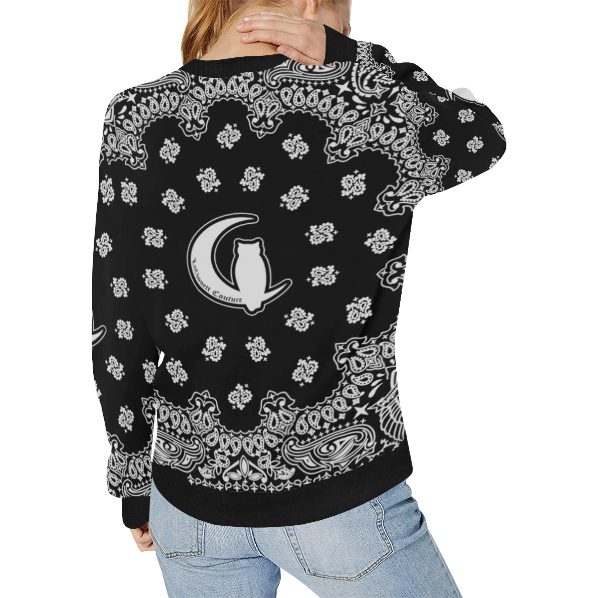 BANDANA BLACC Women's Rib Cuff Crew Neck Sweatshirt