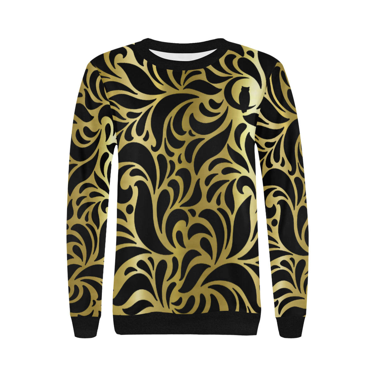 GORGIOUS LEAF GBLCC Women's Rib Cuff Crew Neck Sweatshirt (Model H34)