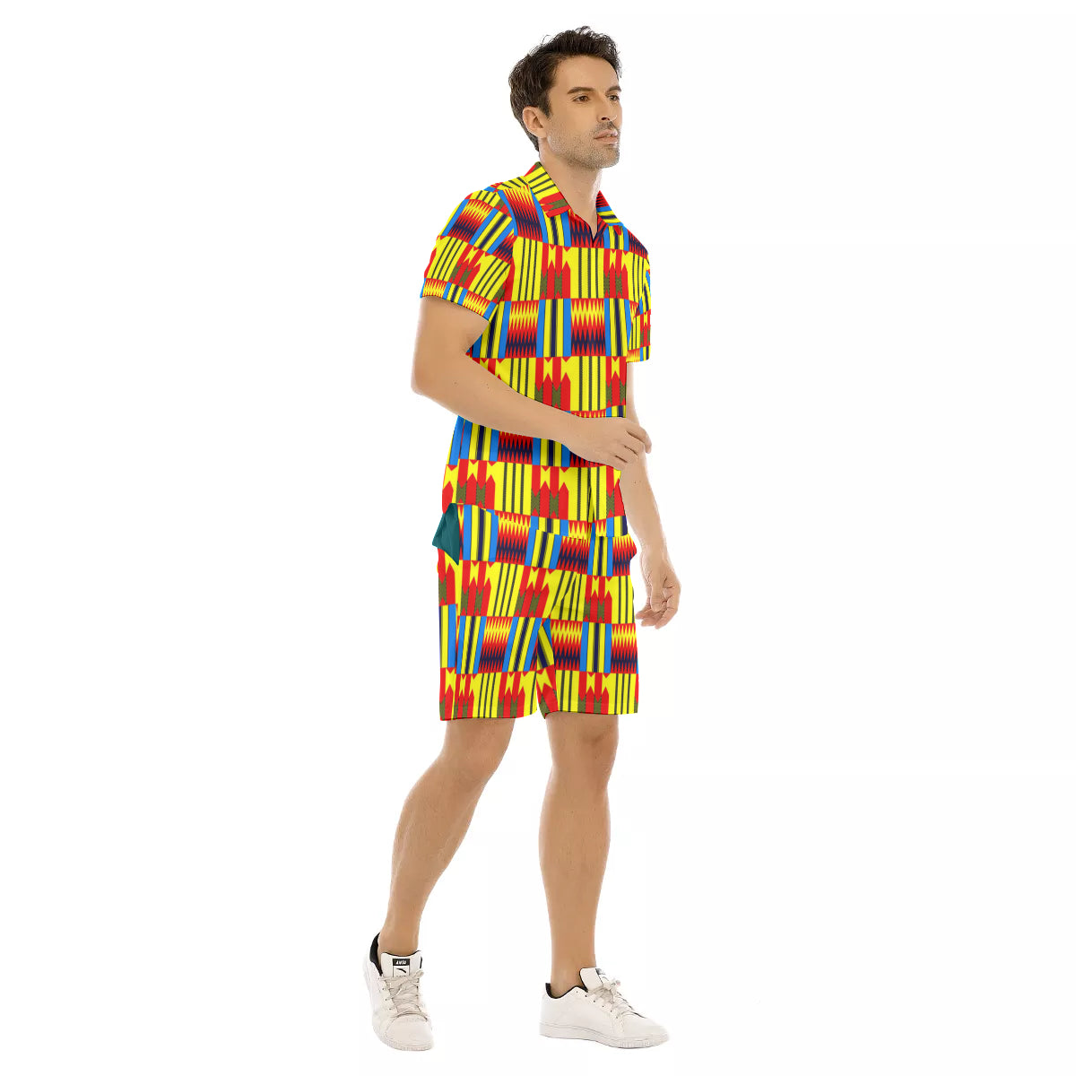 KENTE BLUE Men's Short Sleeve Shirt Sets