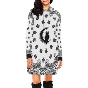 BANDANA WHT All Over Print Hoodie Mini Dress