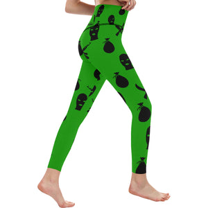 DRILLIN GREEN All Over Print High-Waisted Leggings