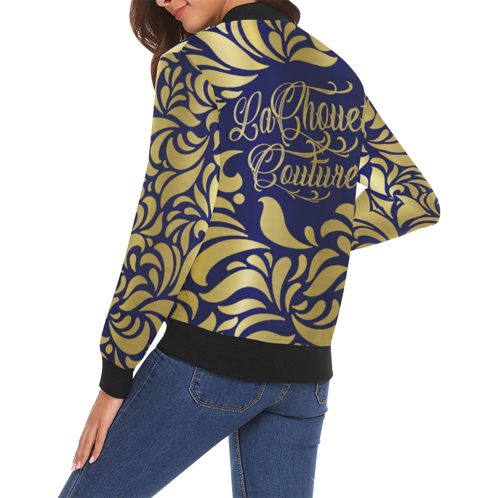 GORGIOUS LEAF ROYAL All Over Print Bomber Jacket for Women