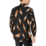 FEATHER COLOR BLCC Men's All Over Print Casual Dress Shirt