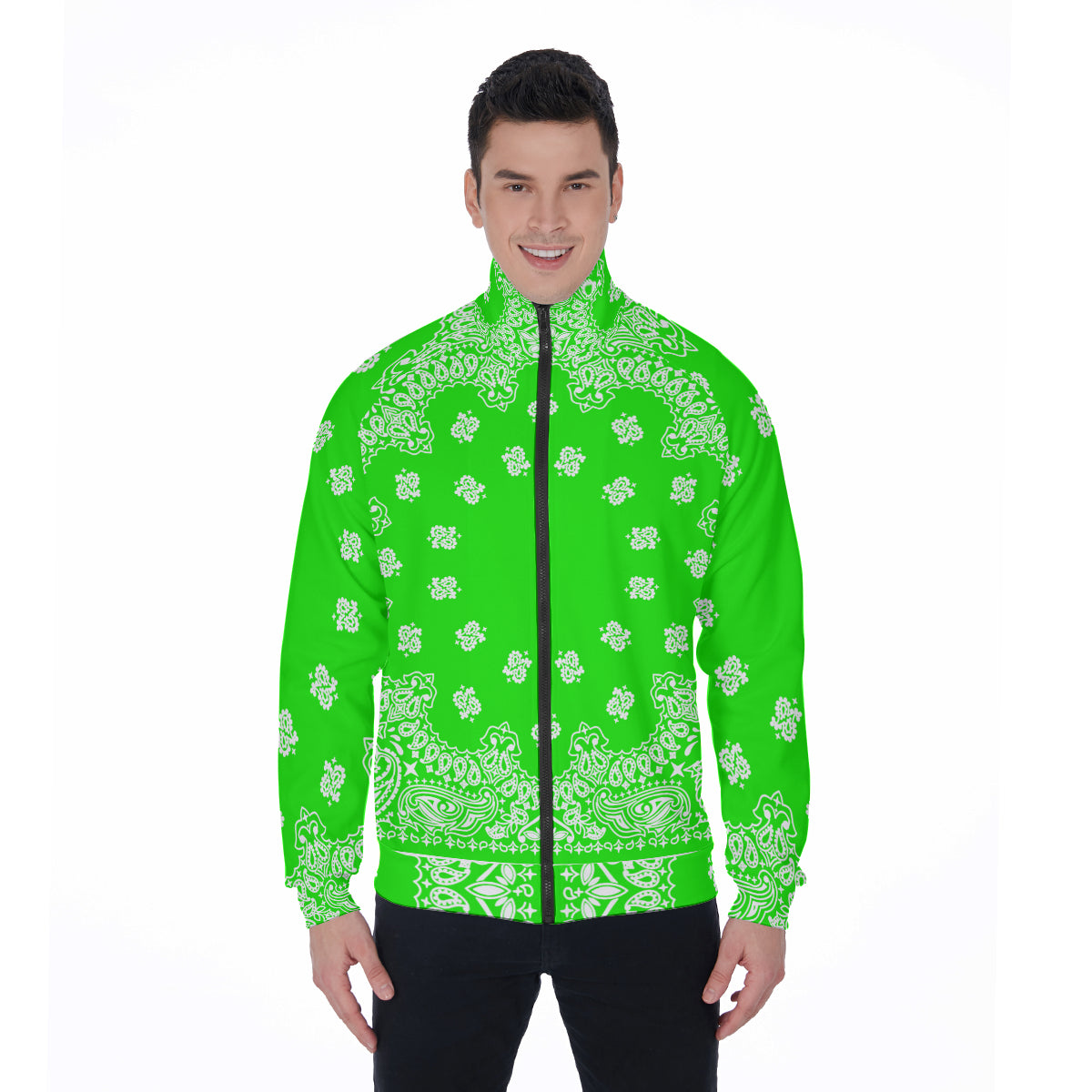 BANDANA GREEN Stand Collar Jacket