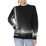 PARIS BY NIGHT Women's Rib Cuff Crew Neck Sweatshirt (Model H34)