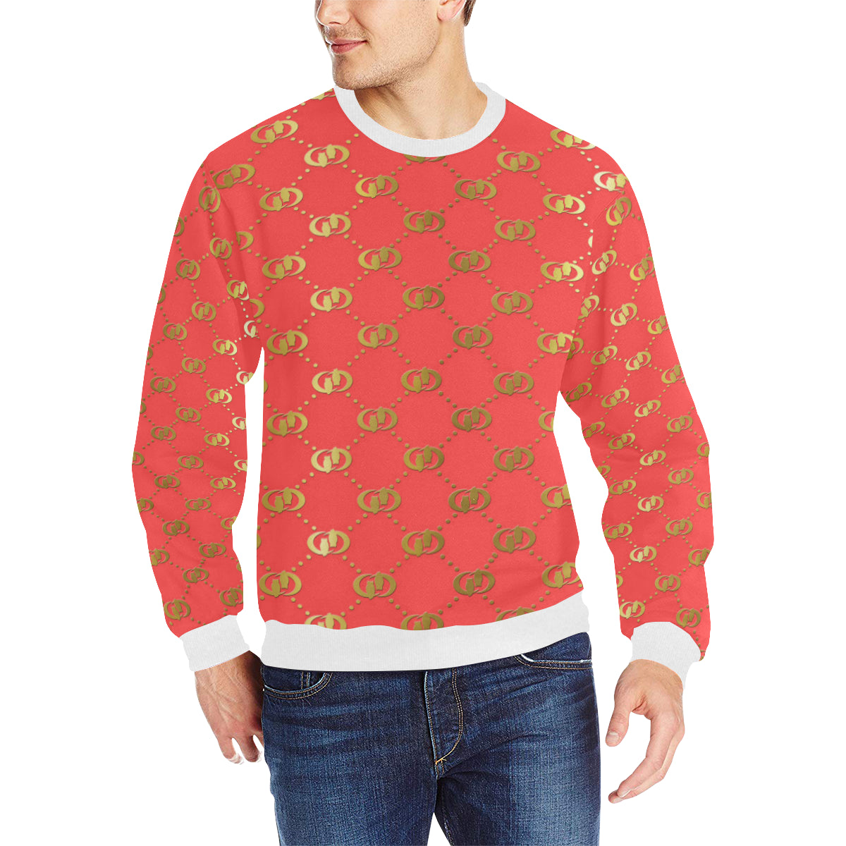 EXCELLENCE PINKGLD Men's Rib Cuff Crew Neck Sweatshirt