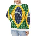 BRASIL FLAG Women's Rib Cuff Crew Neck Sweatshirt
