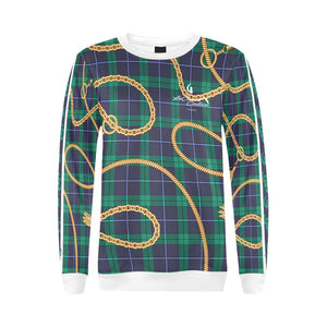 PLAID IN GOLD All Over Print Crewneck Sweatshirt for Women