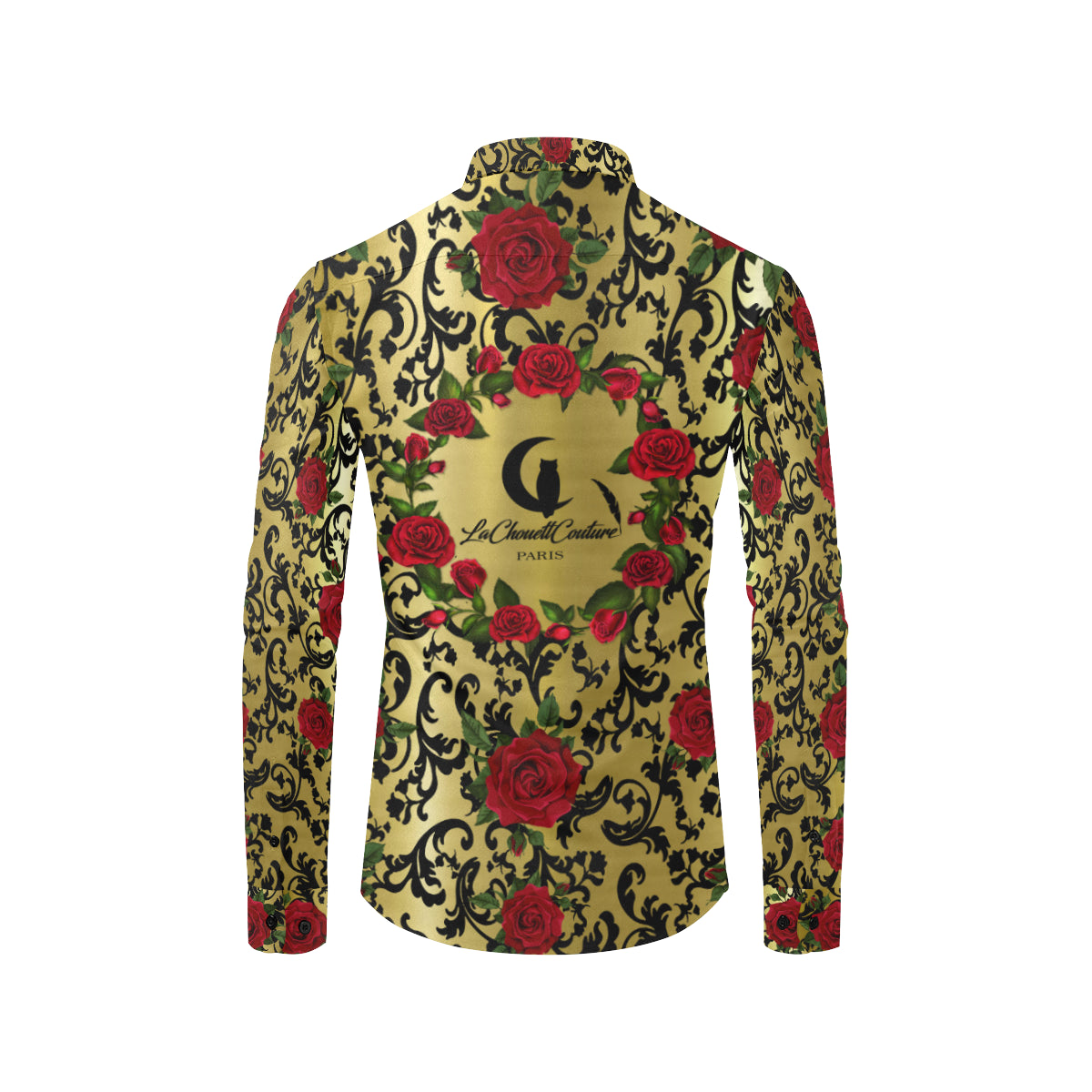 RED ROSES GOLD Men's All Over Print Casual Dress Shirt