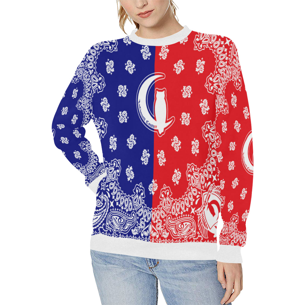 GANG UNITED Women's Rib Cuff Crew Neck Sweatshirt (Model H34)