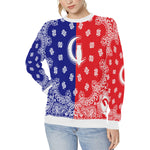 GANG UNITED Women's Rib Cuff Crew Neck Sweatshirt (Model H34)