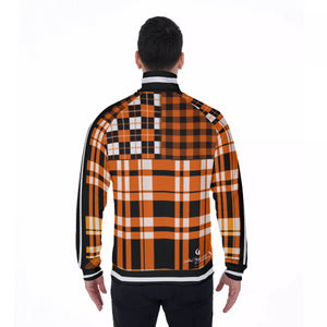 FLEXIN PLAID ORANGE Men's Stand Collar Jacket