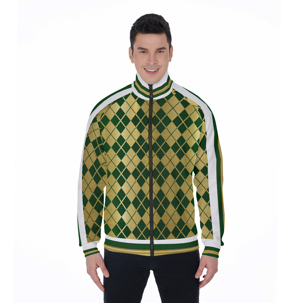 ARLEQUIN GREEN  Stand Collar Jacket
