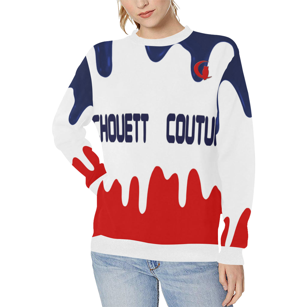 DRIPPIN WATER Women's Rib Cuff Crew Neck Sweatshirt (Model H34)