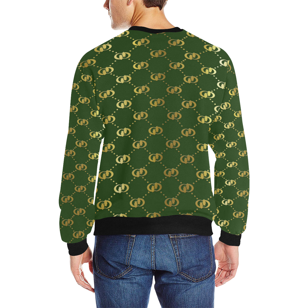 EXCELLENCE KAKIGLD Men's Rib Cuff Crew Neck Sweatshirt