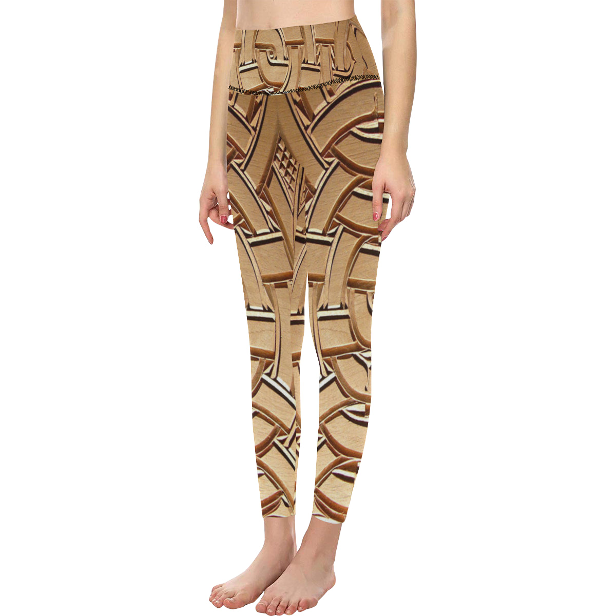 TEMBE ART WOOD All Over Print High-Waisted Leggings