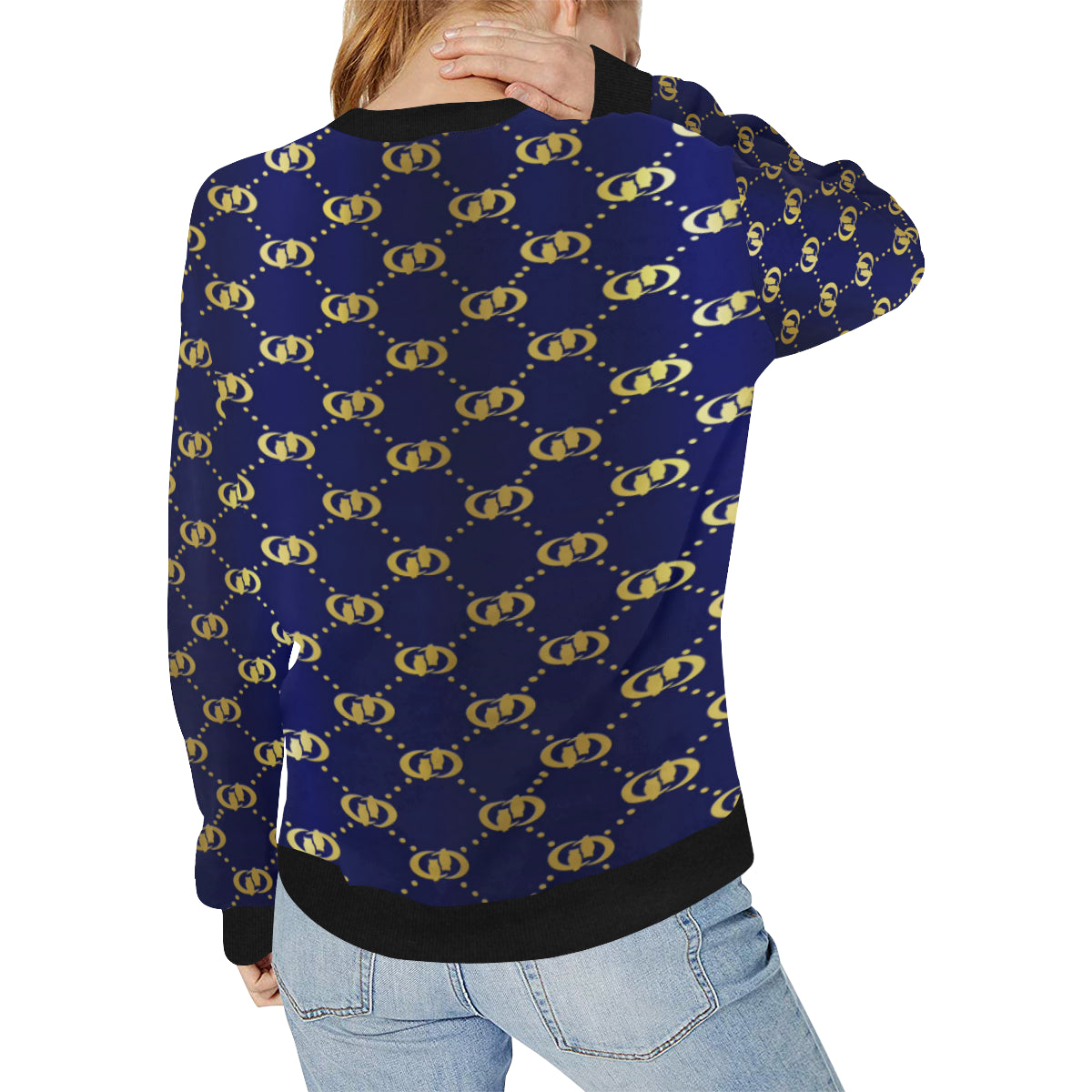 EXCELLENCE BLGLD Women's Rib Cuff Crew Neck Sweatshirt