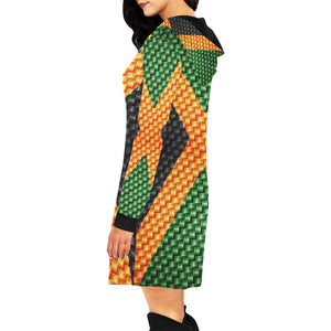 JAMAICA FLAG All Over Print Hoodie Mini Dress