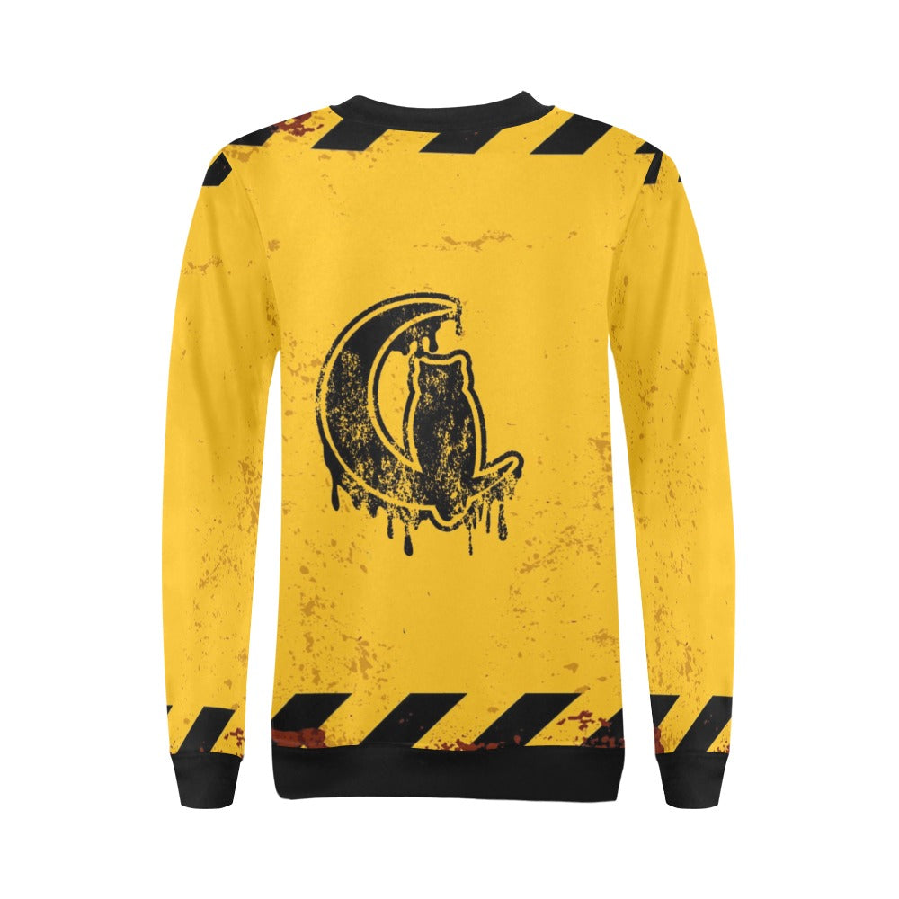 BEWARE All Over Print Crewneck Sweatshirt for Women