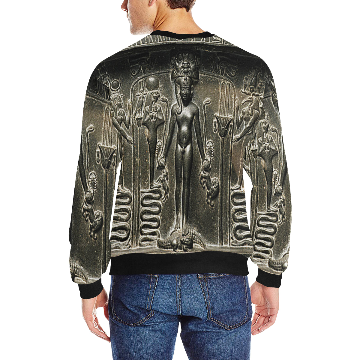 HORUS THE SON OSORKAN Men's Rib Cuff Crew Neck Sweatshirt