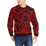GORGIOUS RED LEAF Men's Rib Cuff Crew Neck Sweatshirt