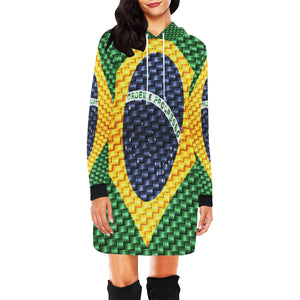 BRASIL FLAG All Over Print Hoodie Mini Dress