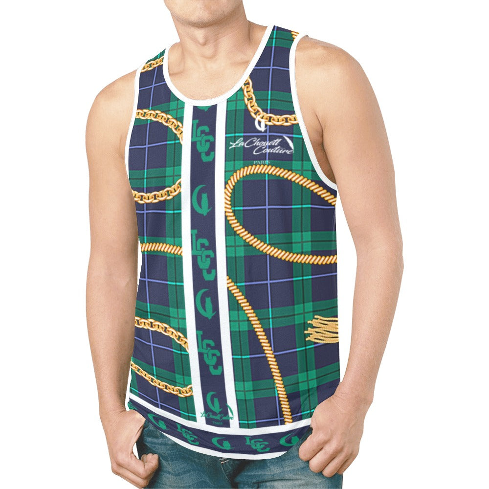 PLAID IN GOLD New All Over Print Tank Top for Men