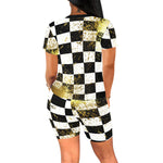 DAMIER IN GOLD Women's Short Yoga Set