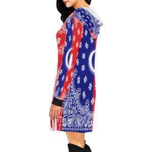 BANDANA GANG UNITY All Over Print Hoodie Mini Dress