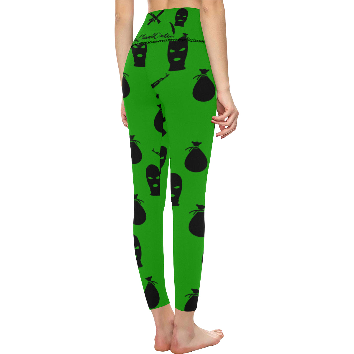 DRILLIN GREEN All Over Print High-Waisted Leggings