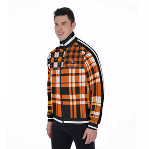 FLEXIN PLAID ORANGE Men's Stand Collar Jacket