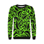 GORGIOUS LEAF FLUO Women's Rib Cuff Crew Neck Sweatshirt (Model H34)