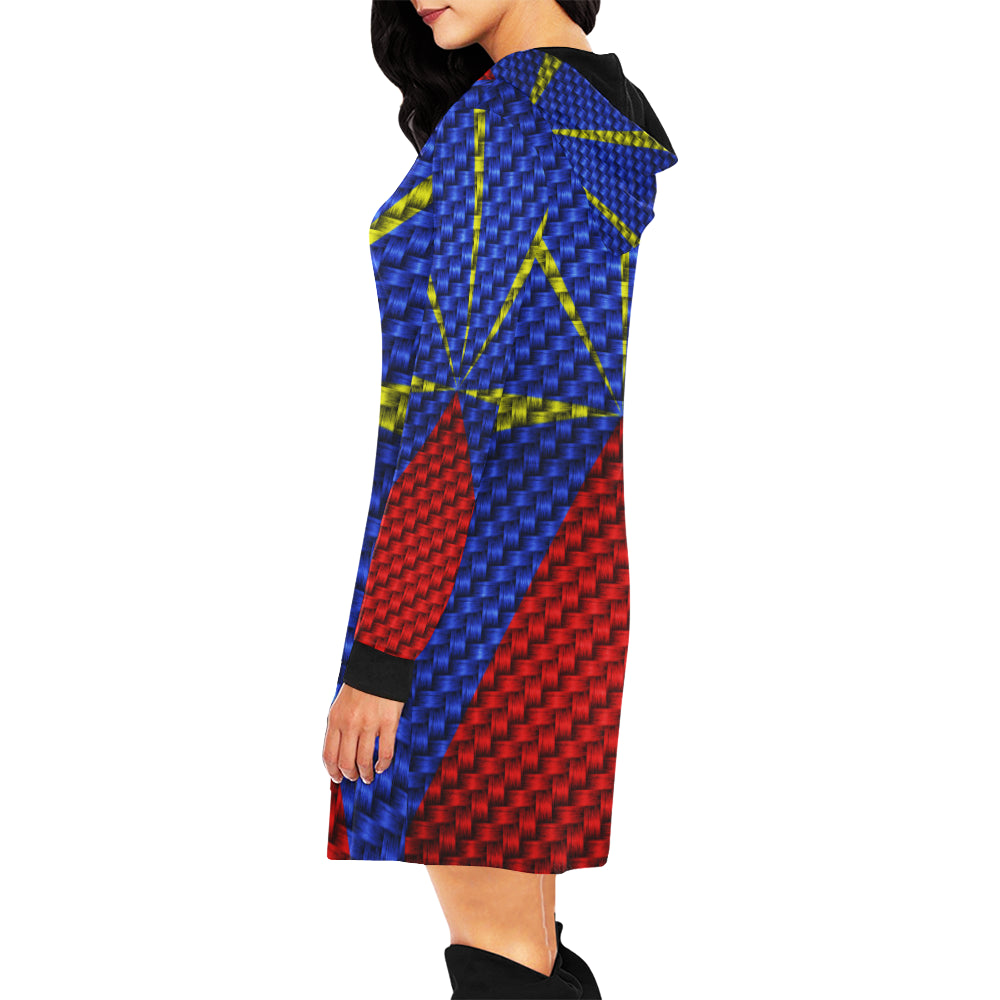 LA REUNION FLAG All Over Print Hoodie Mini Dress