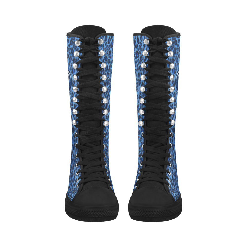 TIGER BLUE SKIN Canvas Long Boots For Women Model 7013H